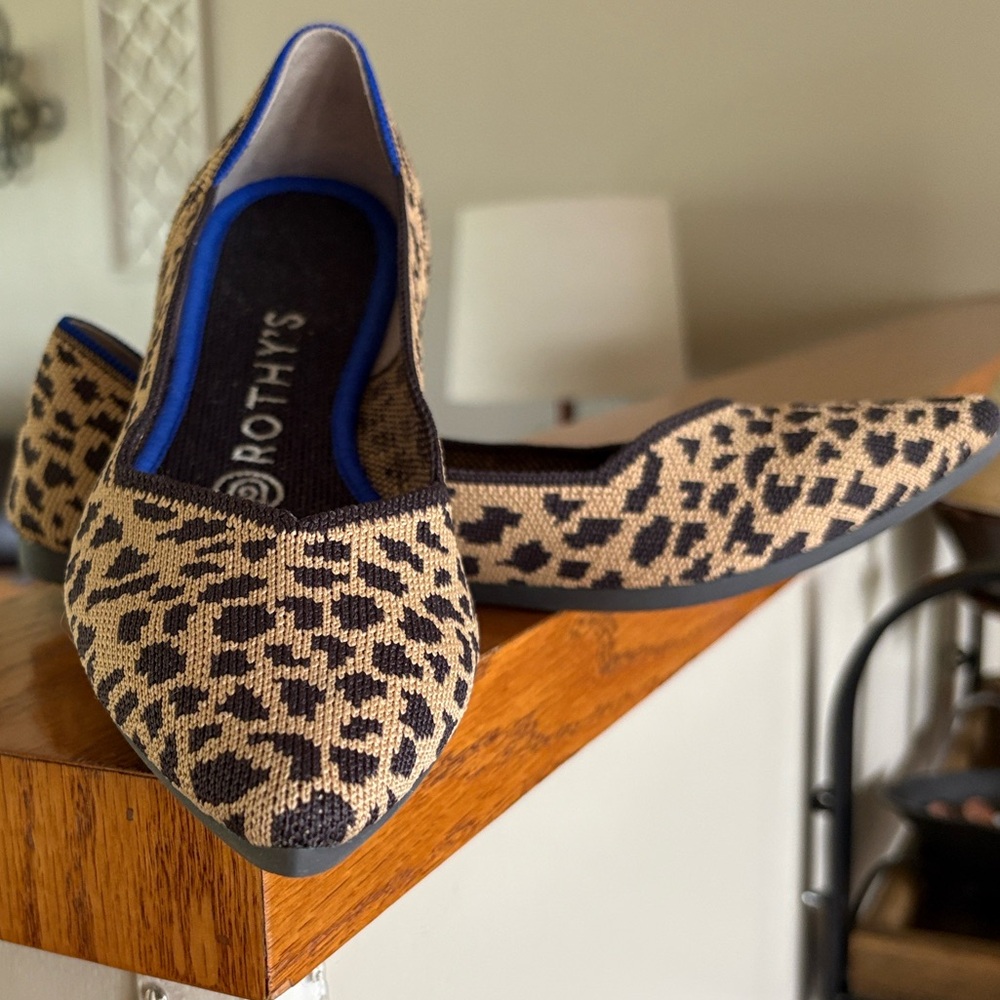Rothy's Retired Leopard Brown and Black Patterned Flats